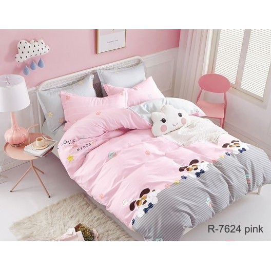 Комплект постільної білизни з компаньйоном R7624 pink
